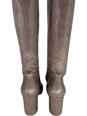 Prada Taupe Leather Knee-High Boots – Size 39.5