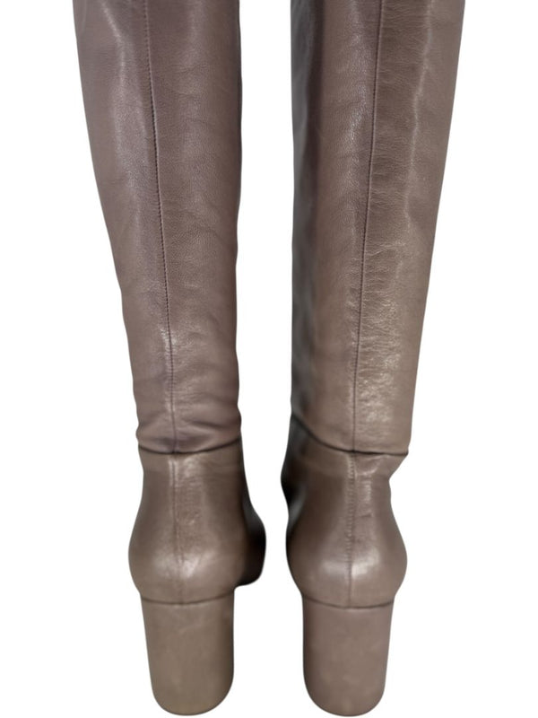 Prada Taupe Leather Knee-High Boots – Size 39.5