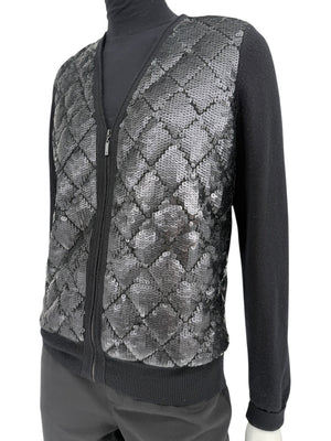 Chanel Black Sequin-Front Zip Cardigan – Fall 2009 – Size 42