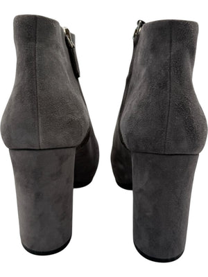 Prada Grey Suede Block Heel Booties – Size 39