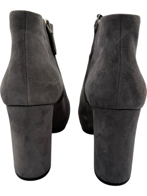 Prada Grey Suede Block Heel Booties – Size 39