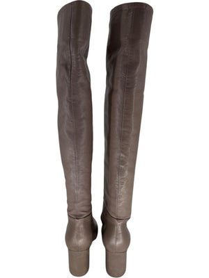 Prada Taupe Leather Knee-High Boots – Size 39.5