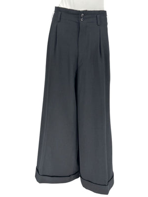 Comme des Garçons Women’s Black Wide-Leg Wool Trousers – Size L