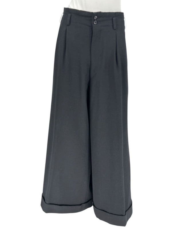 Comme des Garçons Women’s Black Wide-Leg Wool Trousers – Size L