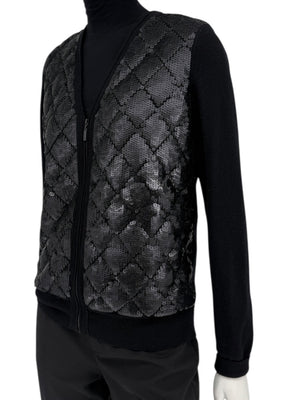 Chanel Black Sequin-Front Zip Cardigan – Fall 2009 – Size 42