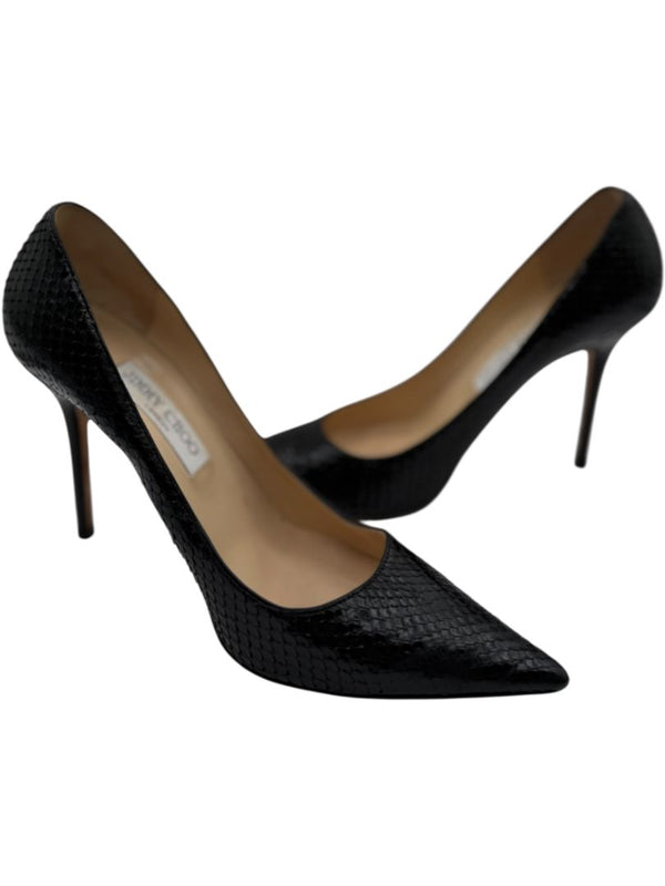 Jimmy Choo Black Embossed Python Leather Pumps – Size 39