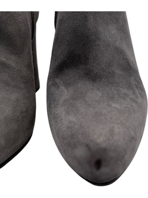Prada Grey Suede Block Heel Booties – Size 39