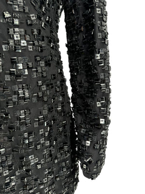Pamella Roland Black Beaded Long Sleeve Dress - Size L