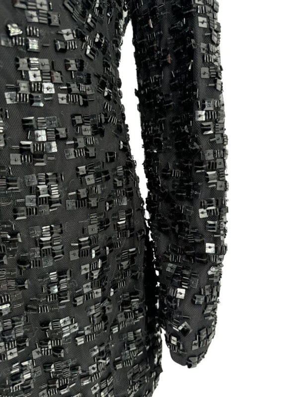 Pamella Roland Black Beaded Long Sleeve Dress - Size L
