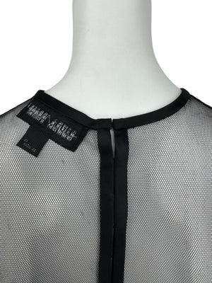 Linda Allard for Ellen Tracy Black Sheer Mesh Beaded Blouse - Size 12