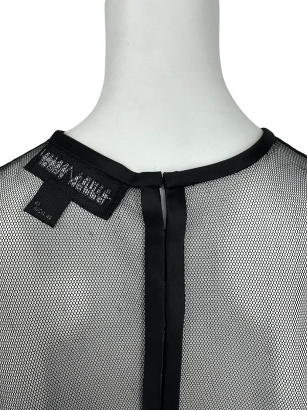 Linda Allard for Ellen Tracy Black Sheer Mesh Beaded Blouse - Size 12