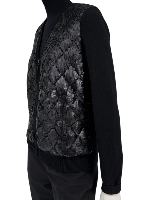 Chanel Black Sequin-Front Zip Cardigan – Fall 2009 – Size 42