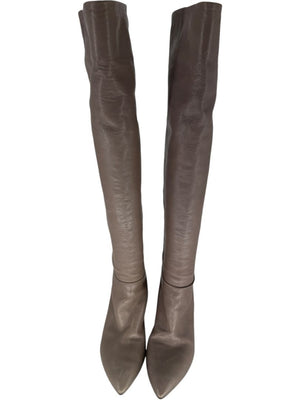Prada Taupe Leather Knee-High Boots – Size 39.5