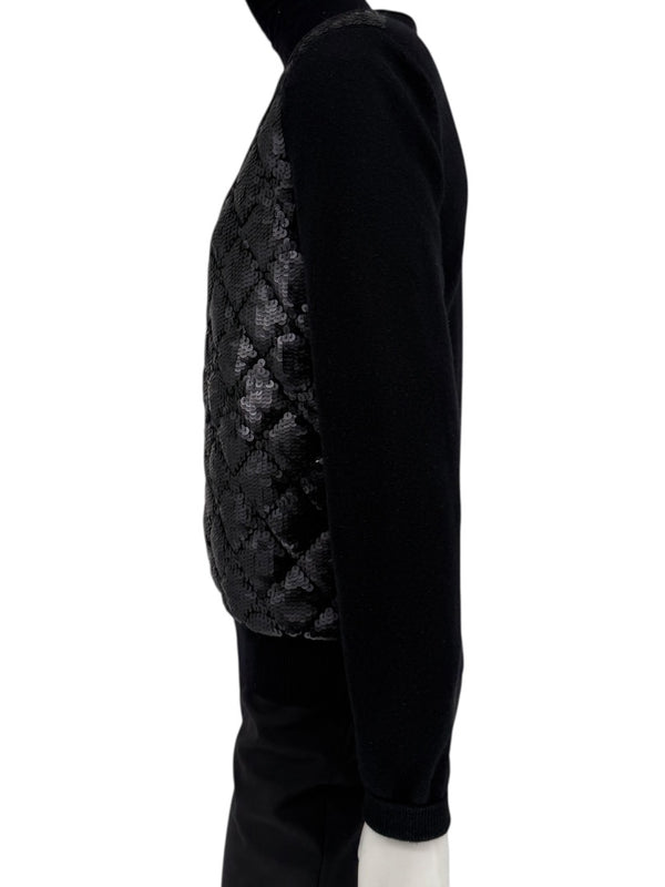 Chanel Black Sequin-Front Zip Cardigan – Fall 2009 – Size 42