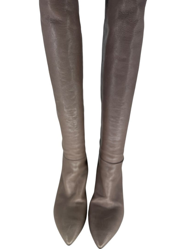 Prada Taupe Leather Knee-High Boots – Size 39.5