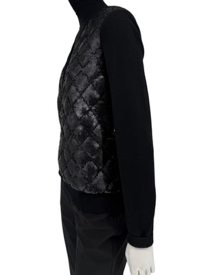 Chanel Black Sequin-Front Zip Cardigan – Fall 2009 – Size 42