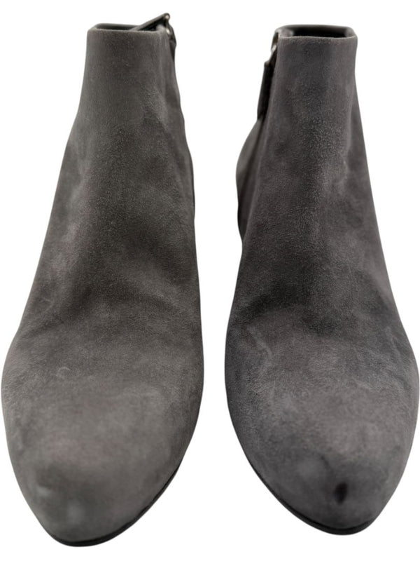 Prada Grey Suede Block Heel Booties – Size 39