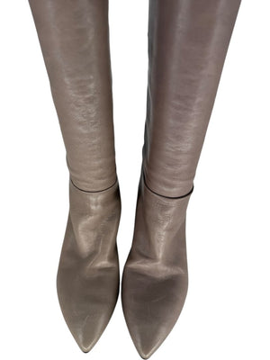Prada Taupe Leather Knee-High Boots – Size 39.5