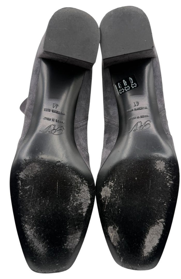 Roger Vivier Gray Suede Ankle Boots with Buckle Detail – Size 41