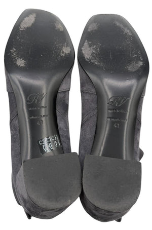 Roger Vivier Gray Suede Ankle Boots with Buckle Detail – Size 41