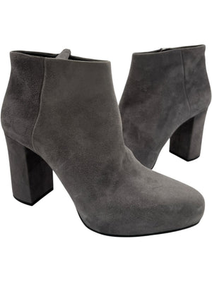 Prada Grey Suede Block Heel Booties – Size 39