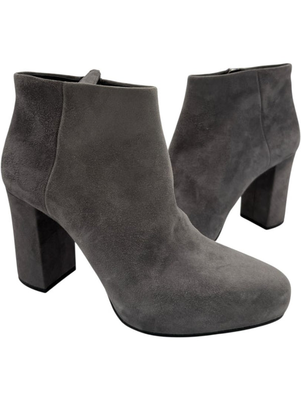 Prada Grey Suede Block Heel Booties – Size 39