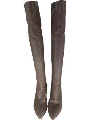 Prada Taupe Leather Knee-High Boots – Size 39.5
