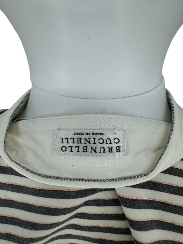 Brunello Cucinelli Striped Shirt with Monili Detail - Size L