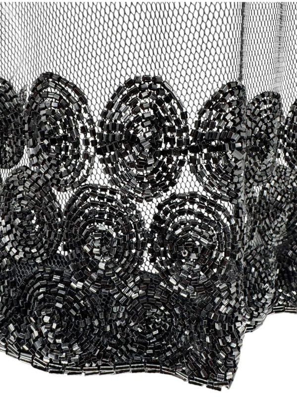 Linda Allard for Ellen Tracy Black Sheer Mesh Beaded Blouse - Size 12