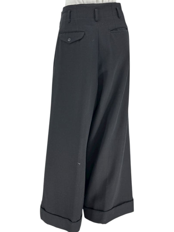 Comme des Garçons Women’s Black Wide-Leg Wool Trousers – Size L
