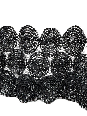 Linda Allard for Ellen Tracy Black Sheer Mesh Beaded Blouse - Size 12