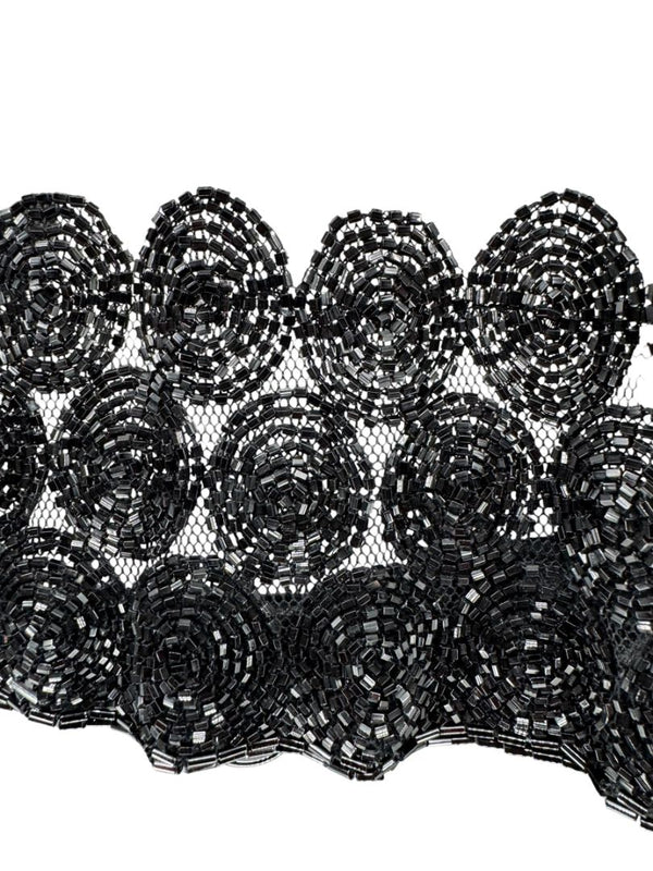 Linda Allard for Ellen Tracy Black Sheer Mesh Beaded Blouse - Size 12