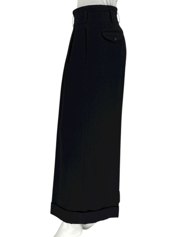 Comme des Garçons Women’s Black Wide-Leg Wool Trousers – Size L