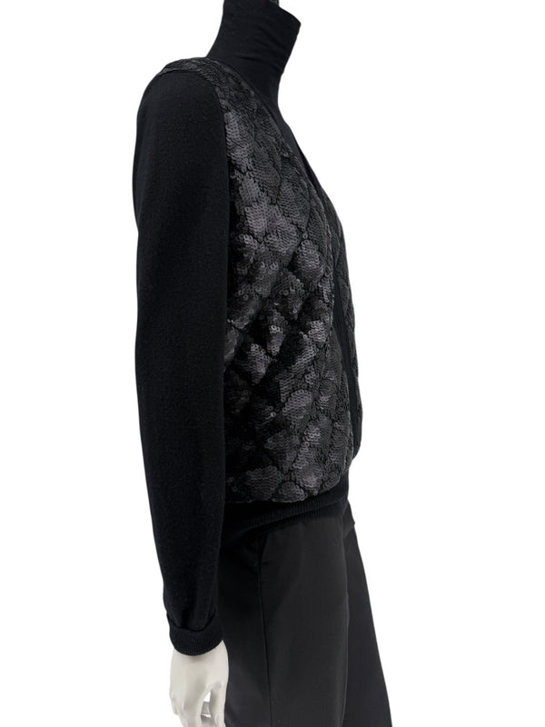 Chanel Black Sequin-Front Zip Cardigan – Fall 2009 – Size 42