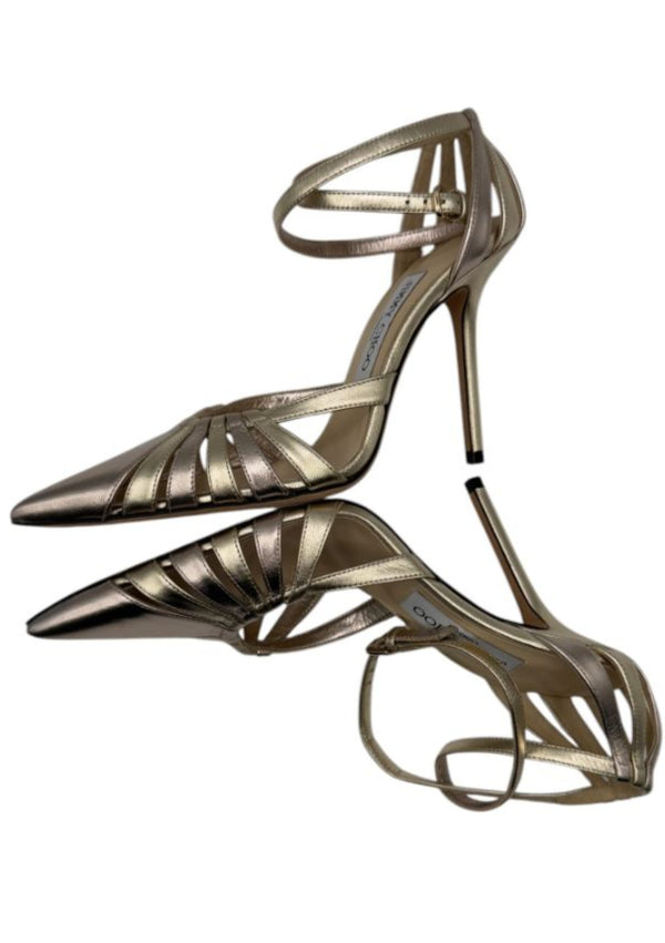 Jimmy Choo Travis 100 Gold Pumps - NIB Size 36.5