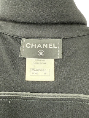 Chanel Black Quilted Wool Moto Zip Jacket – Size 46