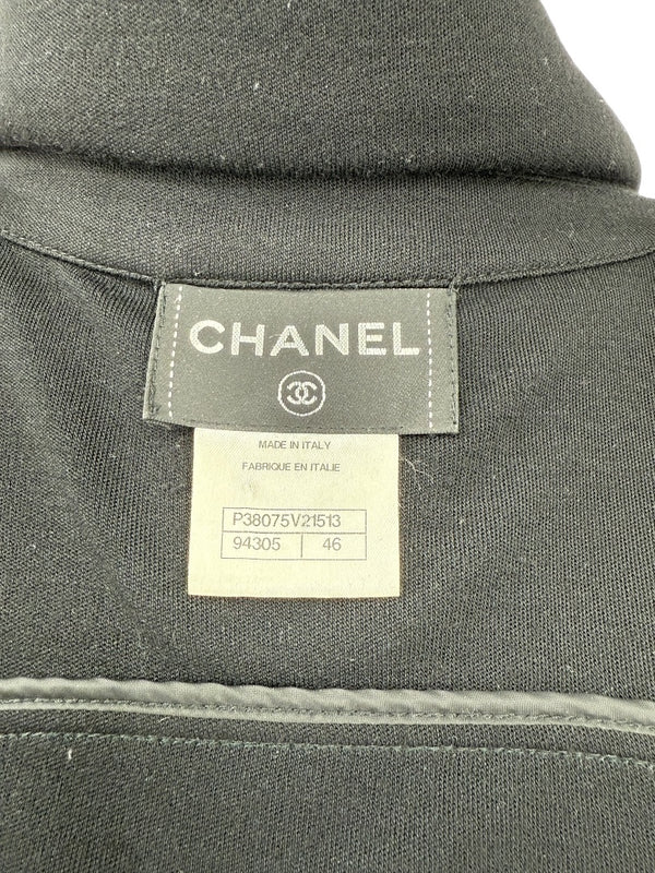 Chanel Black Quilted Wool Moto Zip Jacket – Size 46