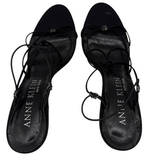 Anne Klein Black Strappy Heeled Sandals – Size 10 – With Original Box