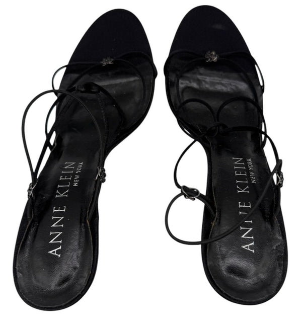 Anne Klein Black Strappy Heeled Sandals – Size 10 – With Original Box