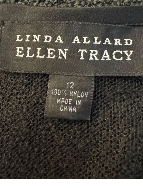 Linda Allard for Ellen Tracy Black Sheer Mesh Beaded Blouse - Size 12