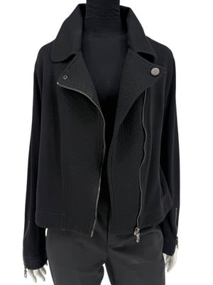 Chanel Black Quilted Wool Moto Zip Jacket – Size 46