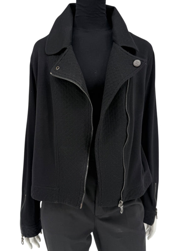 Chanel Black Quilted Wool Moto Zip Jacket – Size 46