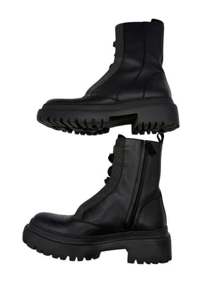 Brunello Cucinelli Monili Beaded Lace up Leather Lug-Sole Combat Boots – Size 36.5