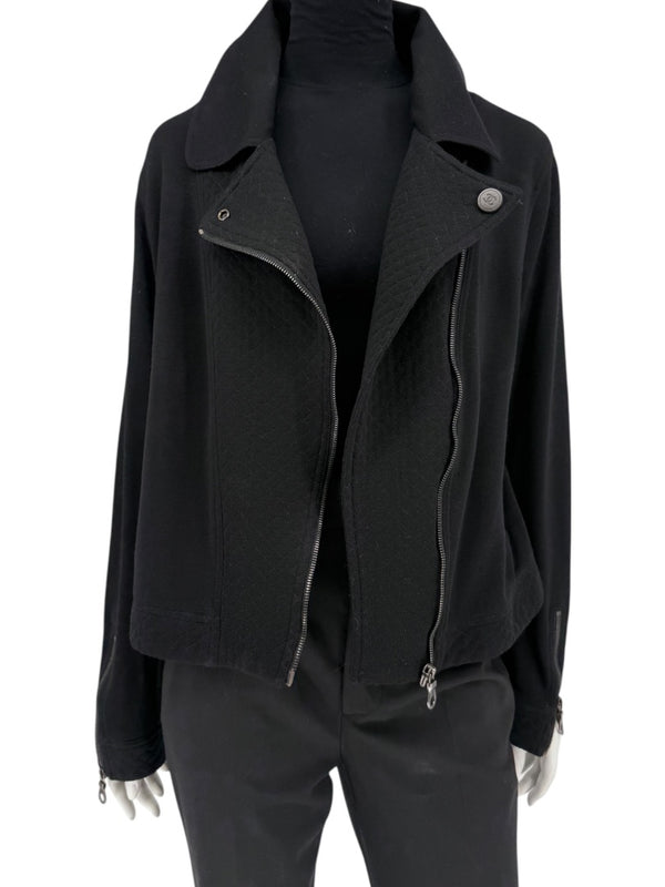 Chanel Black Quilted Wool Moto Zip Jacket – Size 46