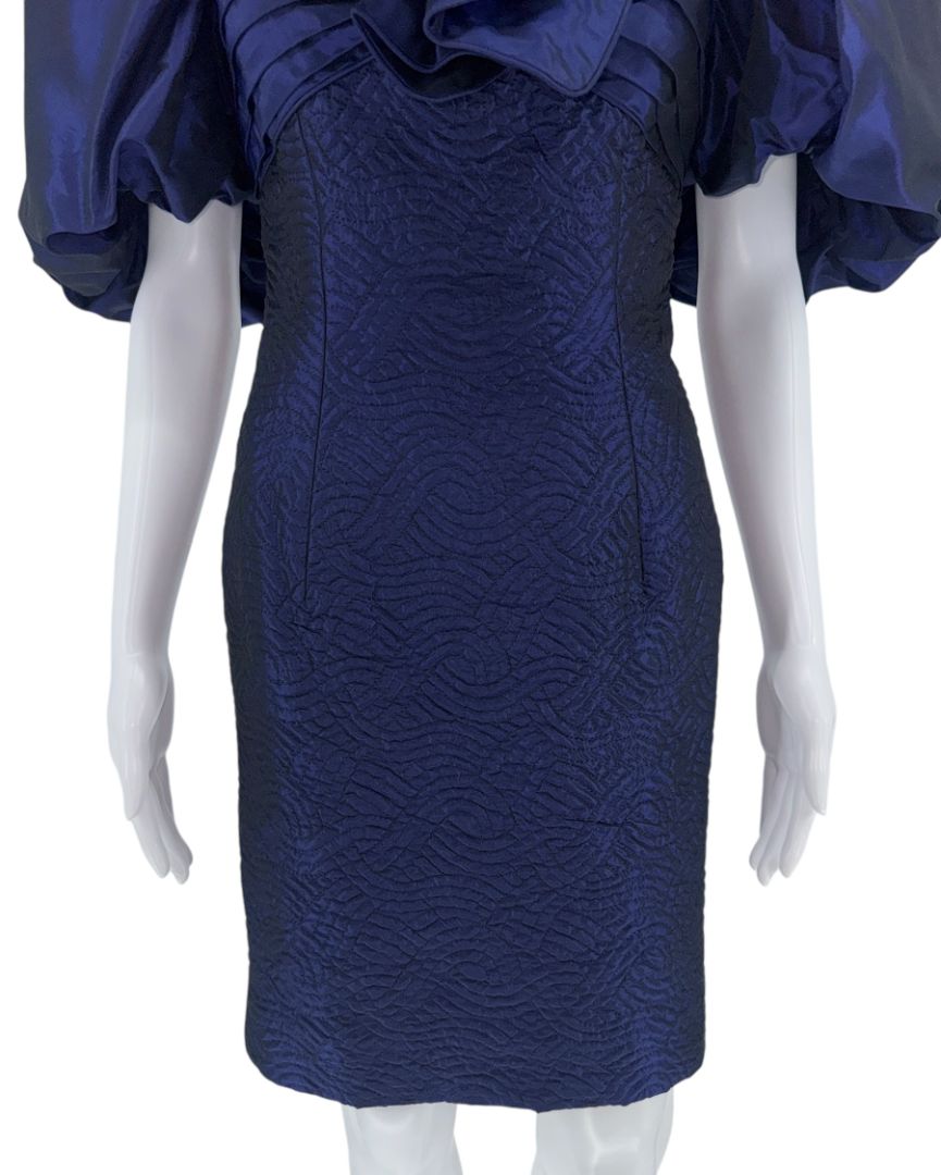 Patricia Rhodes Dramatic Puff-Sleeve Cocktail Dress — Size 4