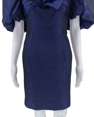 Patricia Rhodes Dramatic Puff-Sleeve Cocktail Dress — Size 4