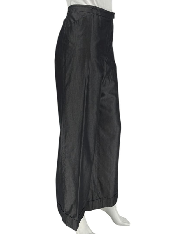 Armani Collezioni Charcoal Wide-Leg Cotton–Viscose Pants – Size 14 (IT 50)
