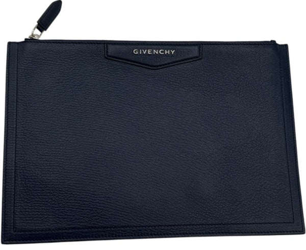 Givenchy Antigona Clutch Navy Pebbled Leather