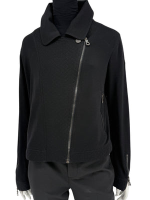 Chanel Black Quilted Wool Moto Zip Jacket – Size 46