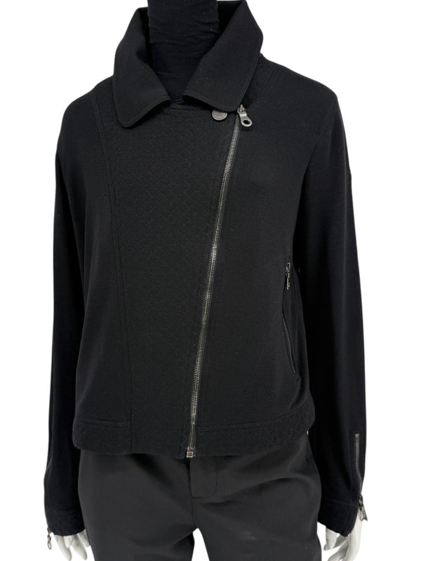 Chanel Black Quilted Wool Moto Zip Jacket – Size 46